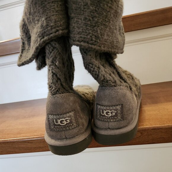 Ugg Lattice Cardy knit gray boots women's in size 5 - Picture 5 of 7